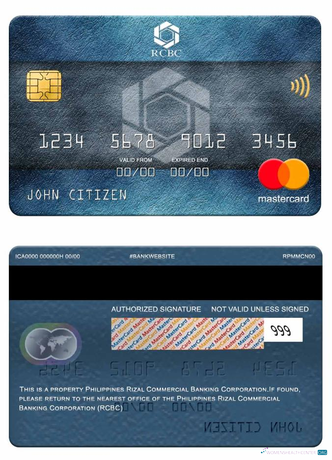 Download Philippines Rizal Commercial Banking Corporation (RCBC) mastercard Photoshop template